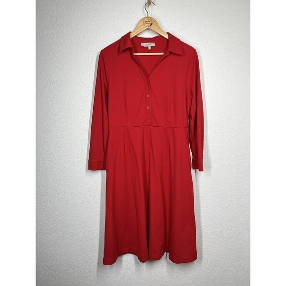 Hobbs London Tanya Ponte Dress Size 10 Red Knit Long Sleeves - Picture 1 of 6